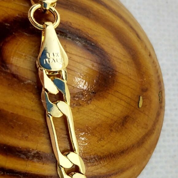 14kt gold bonded stamped Mariner chain link bracelet masculine or femin… - Picture 3 of 4